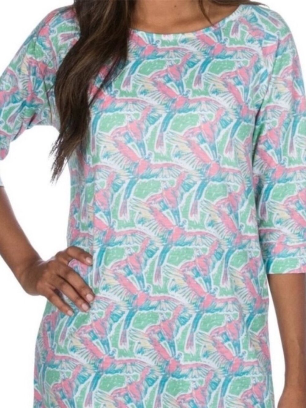 NWT Lauren James Macaw Me Libby Dress Parrot Tropical Print M 100% Cotton